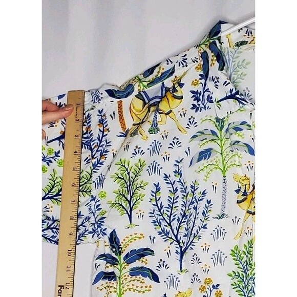 Print Fresh Button Pajama Shirt Women Medium Organic Cotton Camel Floral - Picture 10 of 12